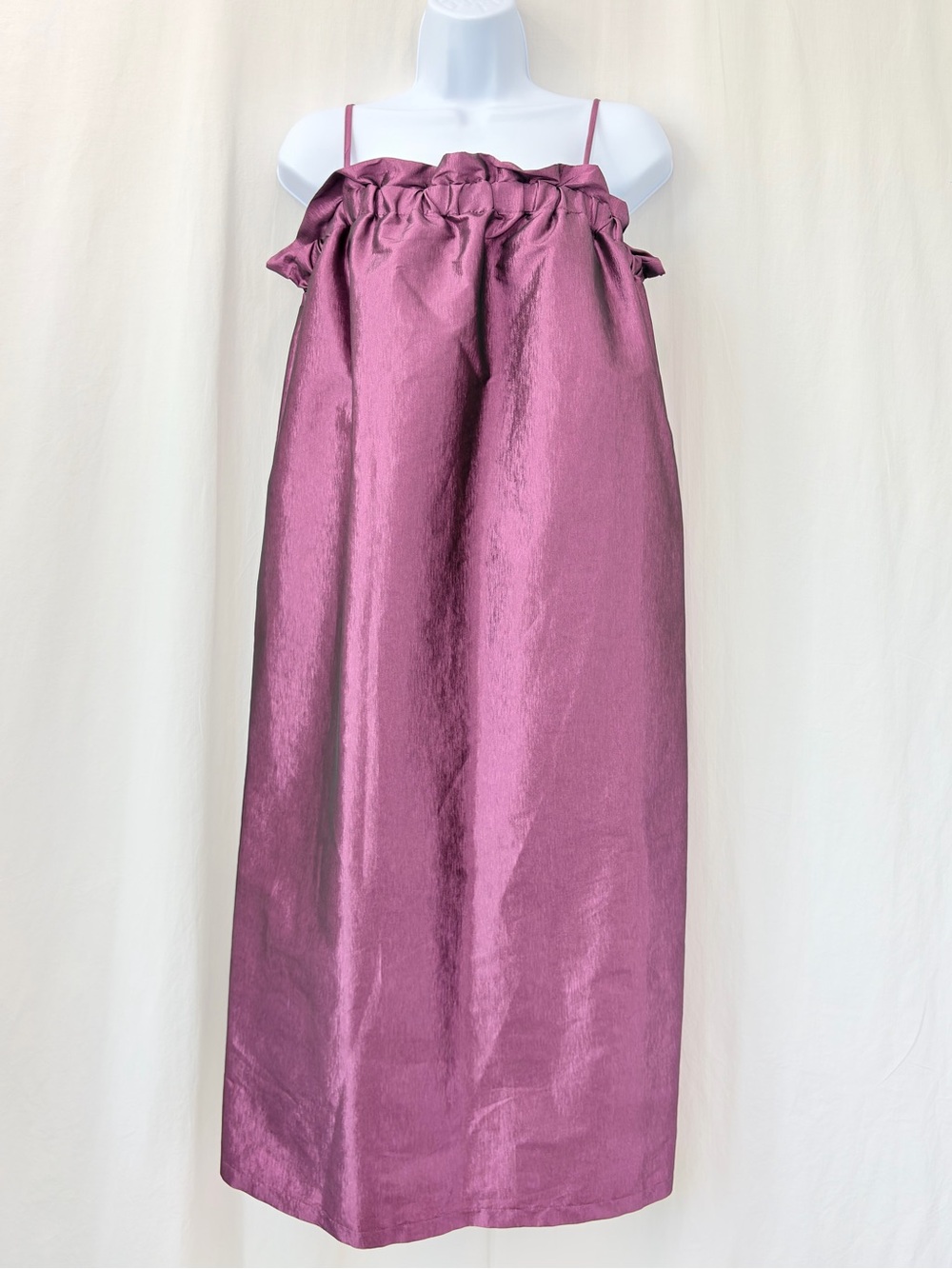 Topshop NWT Playful Party Girl Metallic Taffeta Slip Dress Fuchsia Pink size 8